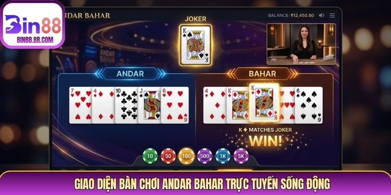 Giao diện bàn chơi Andar Bahar trực tuyến sống động