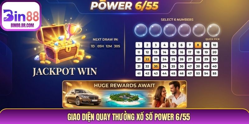Giao diện quay thưởng xổ số Power 6/55