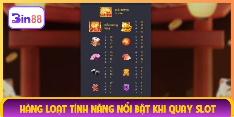 Hàng loạt tính năng nổi bật khi quay slot